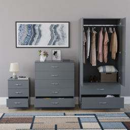 Vida Designs Riano Grey 3 Piece Bedroom Furniture Set - Wilko - thumbnail 4