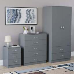 Vida Designs Riano Grey 3 Piece Bedroom Furniture Set - Wilko - thumbnail 1