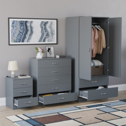 Vida Designs Riano Grey 3 Piece Bedroom Furniture Set - Wilko - thumbnail 6