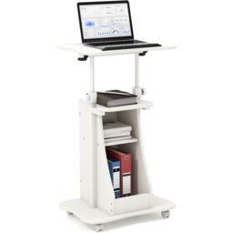 Costway Height Adjustable Laptop Desk with Wheels White - Size: 68 x 47 x 15cm - Wilko - thumbnail 4