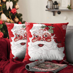Noel Square Xmas Tapestry Santa Cotton Chenille Cushion - Size: 43 x 43 x 1cm - Red - Wilko - thumbnail 5
