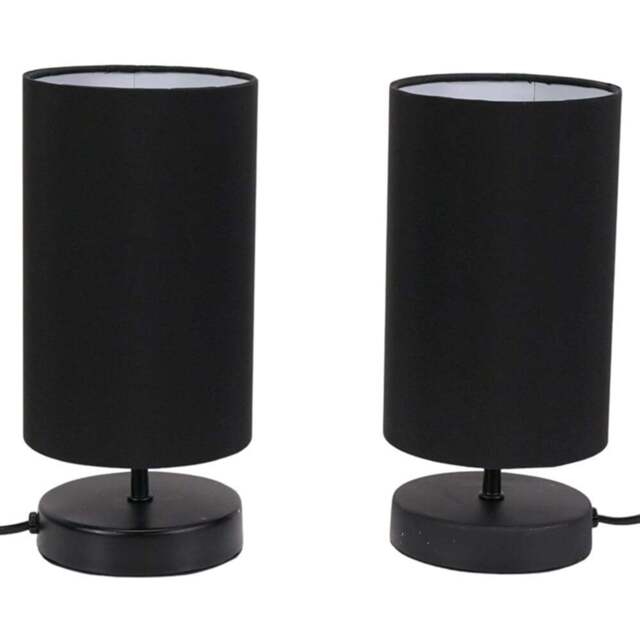 ValueLights Francis Black Touch Table Lamp and Bulb 2 Pack - Size: 24.5 x 12 x 12cm - Wilko - image 1