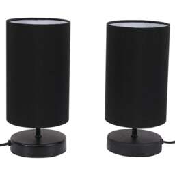 ValueLights Francis Black Touch Table Lamp and Bulb 2 Pack - Size: 24.5 x 12 x 12cm - Wilko - thumbnail 1