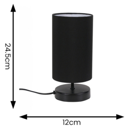 ValueLights Francis Black Touch Table Lamp and Bulb 2 Pack - Size: 24.5 x 12 x 12cm - Wilko - thumbnail 6