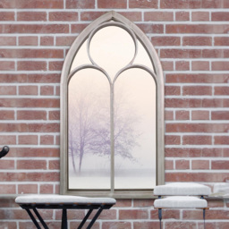 MirrorOutlet Somerley Chapel Arched Garden Mirror 150 x 81cm - Size: 150 x 81 x 3cm - Grey - Wilko - thumbnail 3