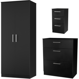 Crowndale Devon 3 Piece Black Matt Bedroom Furniture Set - Wilko - thumbnail 3