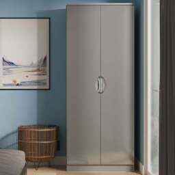Crowndale Camden 2 Door Grey Gloss and Dusk Grey Wardrobe Ready Assembled - Grey Gloss & Dusk Grey - Wilko - thumbnail 1