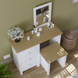 Vida Designs Arlington White Dressing Table Set with Mirror - Size: 40 x 104 x 131cm - Wilko - thumbnail 7