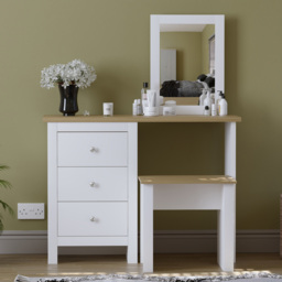 Vida Designs Arlington White Dressing Table Set with Mirror - Size: 40 x 104 x 131cm - Wilko - thumbnail 6