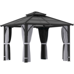 Outsunny 3 x 3m Grey Polycarbonate Roof and Side Hard Top Gazebo - Wilko - thumbnail 3