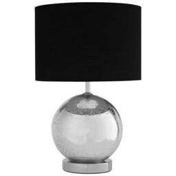 Premier Housewares Black Fabric Shade Table Lamp - Size: 30 x 30 x 47cm - Silver - Wilko - thumbnail 1