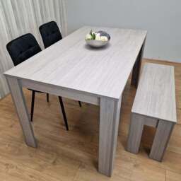 Portland 4 Seater Square Velvet Dining Table Set Arrow Grey and Black - Wilko - thumbnail 1