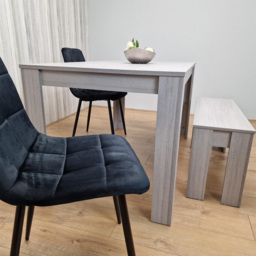 Portland 4 Seater Square Velvet Dining Table Set Arrow Grey and Black - Wilko - thumbnail 3