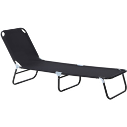 Outsunny Black Portable Reclining Sun Lounger - Size: 1 Seater - Wilko - thumbnail 3