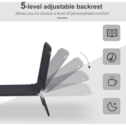 Outsunny Black Portable Reclining Sun Lounger - Size: 1 Seater - Wilko - thumbnail 6