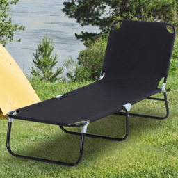 Outsunny Black Portable Reclining Sun Lounger - Size: 1 Seater - Wilko - thumbnail 1