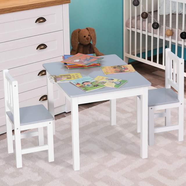 Playful Haven 3 Piece Grey Kids Table and Chair Set - Size: 60 x 50 x 48cm - Wilko - image 1