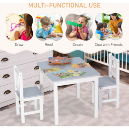 Playful Haven 3 Piece Grey Kids Table and Chair Set - Size: 60 x 50 x 48cm - Wilko - thumbnail 4