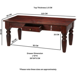 Brooklyn Esma Single Drawer Dark Mango Coffee Table - Brown - Wilko - thumbnail 5