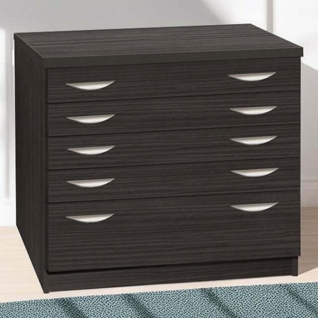 R White Cabinets 5 Drawer Black A2 Plan Chest of Drawers - Wilko - image 1