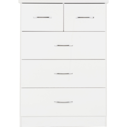Seconique Nevada 5 Drawer White Gloss Chest of Drawers - Wilko - thumbnail 4