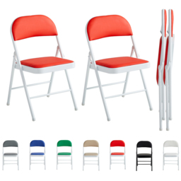 Set of 2 Red Padded Folding Metal Dining Chairs - MCC - Wilko - thumbnail 3