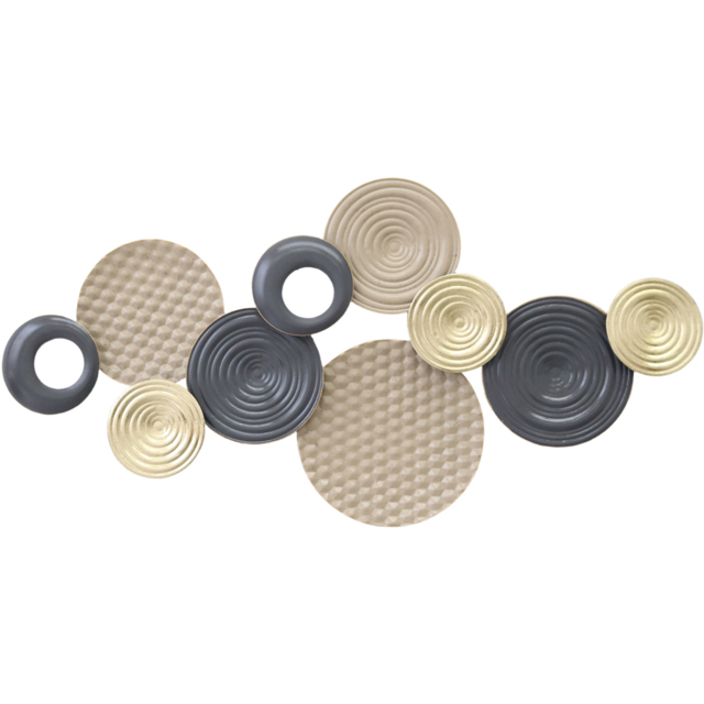 Portland Multi-Disc Design Metal 3D Wall Art 50 x 100cm - Size: 50 x 5.5 x 100cm - Khaki - Wilko - image 1