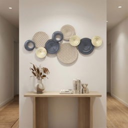 Portland Multi-Disc Design Metal 3D Wall Art 50 x 100cm - Size: 50 x 5.5 x 100cm - Khaki - Wilko - thumbnail 4