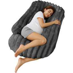 Velosso Charcoal Jumbo Cord Maternity Pillow 135 x 75cm - Size: 135 x 75 x 1cm - Wilko