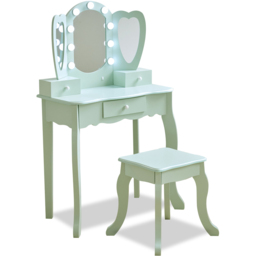 Teamson Kids Heart Glow Play 3 Drawer Sage Green LED Mirror Toy Vanity Set - Size: 100.1 x 33.1 x 65.1cm - Wilko - thumbnail 3