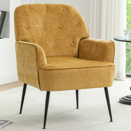 Living and Home Yellow Chenille Upholstered Leisure Chair with Armrests - Size: Single - Wilko - thumbnail 1