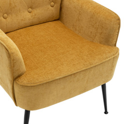 Living and Home Yellow Chenille Upholstered Leisure Chair with Armrests - Size: Single - Wilko - thumbnail 5