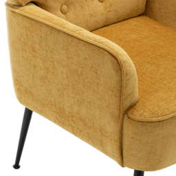 Living and Home Yellow Chenille Upholstered Leisure Chair with Armrests - Size: Single - Wilko - thumbnail 6