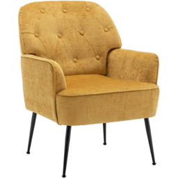Living and Home Yellow Chenille Upholstered Leisure Chair with Armrests - Size: Single - Wilko - thumbnail 3