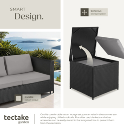tectake Siena 4 Seater Black and Grey Rattan Garden Lounge Set with Storage Box - Wilko - thumbnail 5