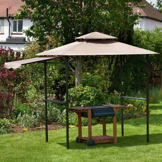 Glendale Leisure 2.45m Mocha BBQ Shelter Gazebo - Size: 3 x 3m - Brown - Wilko - image 1
