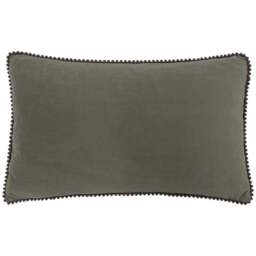 furn. Cosmo Grey Velvet Pom-Pom Cushion - Size: 50 x 30cm - Wilko - thumbnail 1