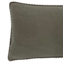 furn. Cosmo Grey Velvet Pom-Pom Cushion - Size: 50 x 30cm - Wilko - thumbnail 3