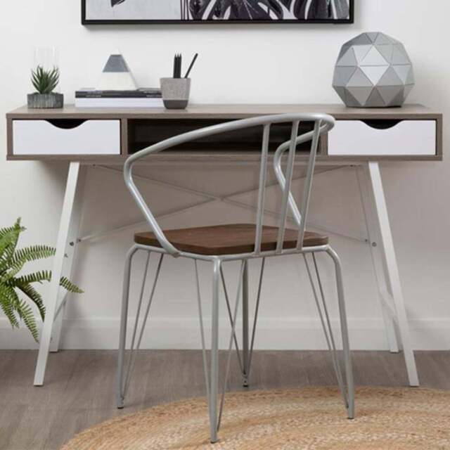 Premier Housewares Bradbury 2 Drawer Light Oak Veneer Desk - Size: 120 x 48 x 76cm - Multi - Interiors by Premier - Wilko - image 1