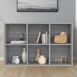 vidaXL 6 Shelf Grey Sonoma Bookcase - Size: 98 x 66 x 30cm - Wilko - thumbnail 1
