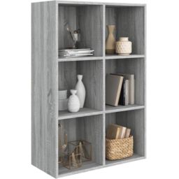 vidaXL 6 Shelf Grey Sonoma Bookcase - Size: 98 x 66 x 30cm - Wilko - thumbnail 4