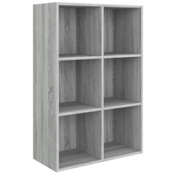 vidaXL 6 Shelf Grey Sonoma Bookcase - Size: 98 x 66 x 30cm - Wilko - thumbnail 3