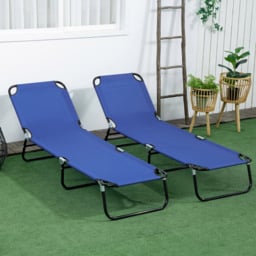 Outsunny Set of 2 Blue Folding Recliner Sun Loungers - Size: 1 Seater - Wilko - thumbnail 7