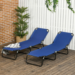 Outsunny Set of 2 Blue Folding Recliner Sun Loungers - Size: 1 Seater - Wilko - thumbnail 1