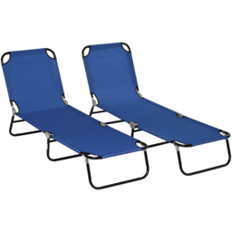 Outsunny Set of 2 Blue Folding Recliner Sun Loungers - Size: 1 Seater - Wilko - thumbnail 3