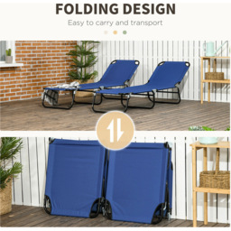 Outsunny Set of 2 Blue Folding Recliner Sun Loungers - Size: 1 Seater - Wilko - thumbnail 6