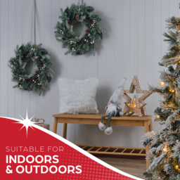 The Christmas Workshop Realistic Artificial Wreath with Snowberries and Pinecones 45cm - Size: 12 x 45 x 45cm - Green - Wilko - thumbnail 6