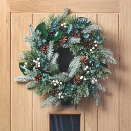 The Christmas Workshop Realistic Artificial Wreath with Snowberries and Pinecones 45cm - Size: 12 x 45 x 45cm - Green - Wilko - thumbnail 3