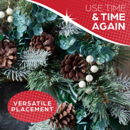 The Christmas Workshop Realistic Artificial Wreath with Snowberries and Pinecones 45cm - Size: 12 x 45 x 45cm - Green - Wilko - thumbnail 7