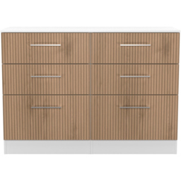 Crowndale Worcester 6 Drawer Slatt Effect and White Wide Chest of Drawers Ready Assembled - Slatt Effect & White - Wilko - thumbnail 3